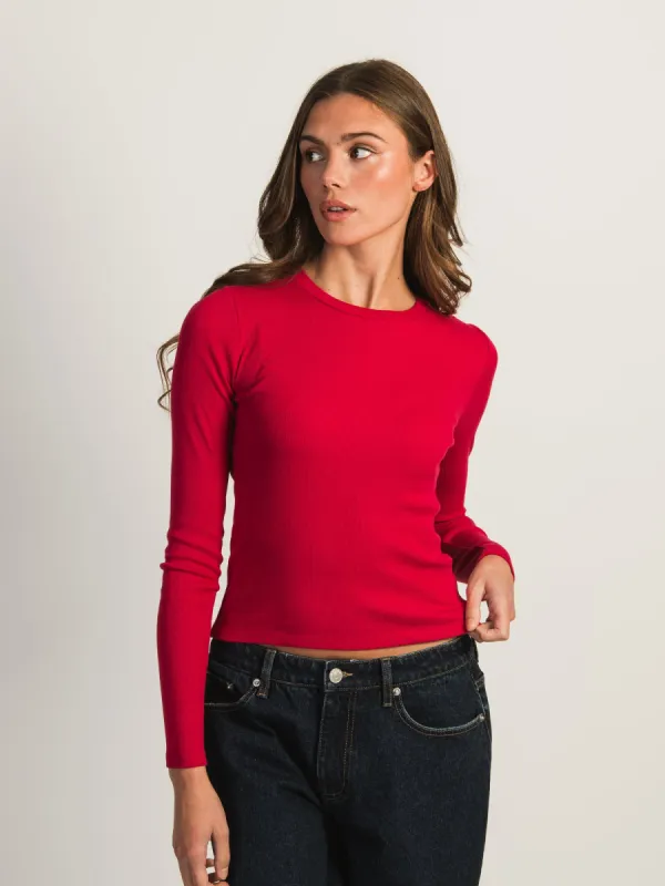 HARLOW ESSENTIAL CREWNECK LONGSLEEVE - PORT sold by Harlow