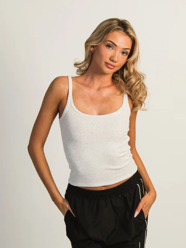 HARLOW ESSENTIAL RIBBED MELANGE TANK sold by Harlow