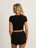 HARLOW RIBBED SEAMLESS TEE - BLACK sold by Harlow