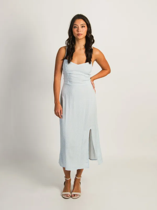 HARLOW MALIA SLIT DRESS - BLUE sold by Harlow