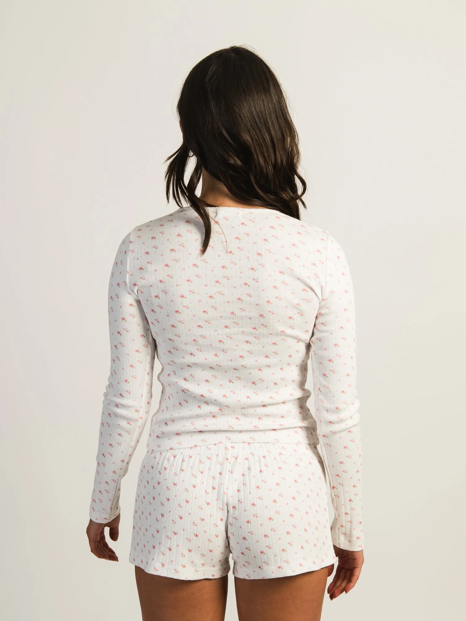 HARLOW PAYTON POINTELLE LONG SLEEVE PRINT - WHITE/PINK sold by Harlow product image thumbnail 3