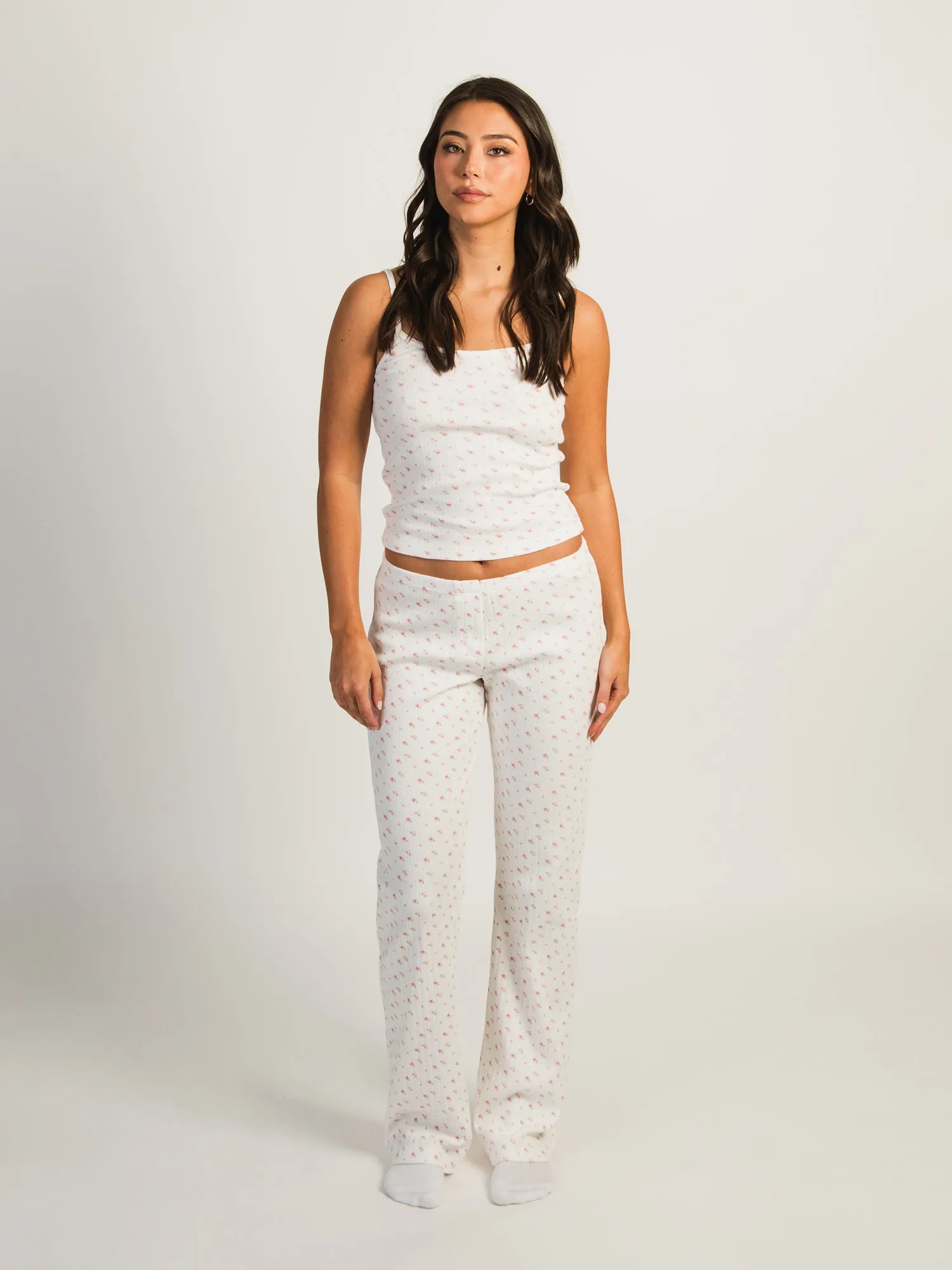 HARLOW PAYTON POINTELLE PRINT PANT - WHITE/PINK sold by Harlow product image thumbnail 3