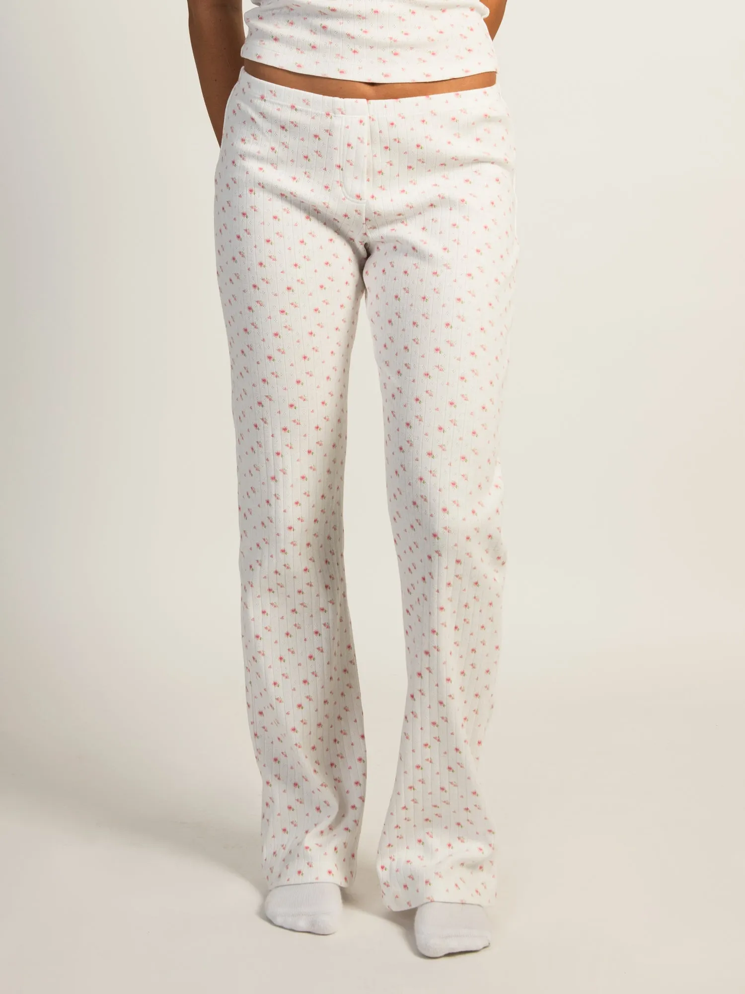 HARLOW PAYTON POINTELLE PRINT PANT - WHITE/PINK sold by Harlow product image thumbnail 2