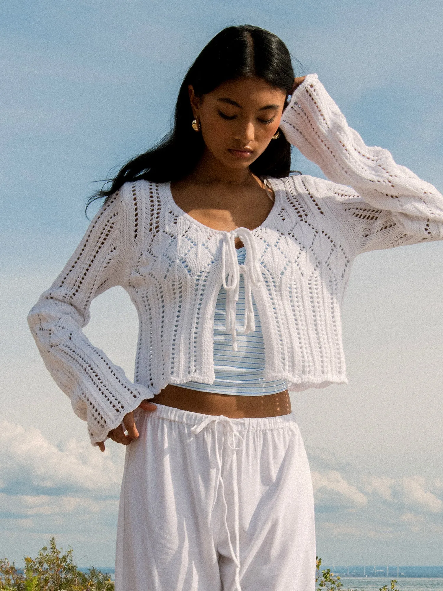 HARLOW KRISTY CROCHET LONG SLEEVE - WHITE sold by Harlow