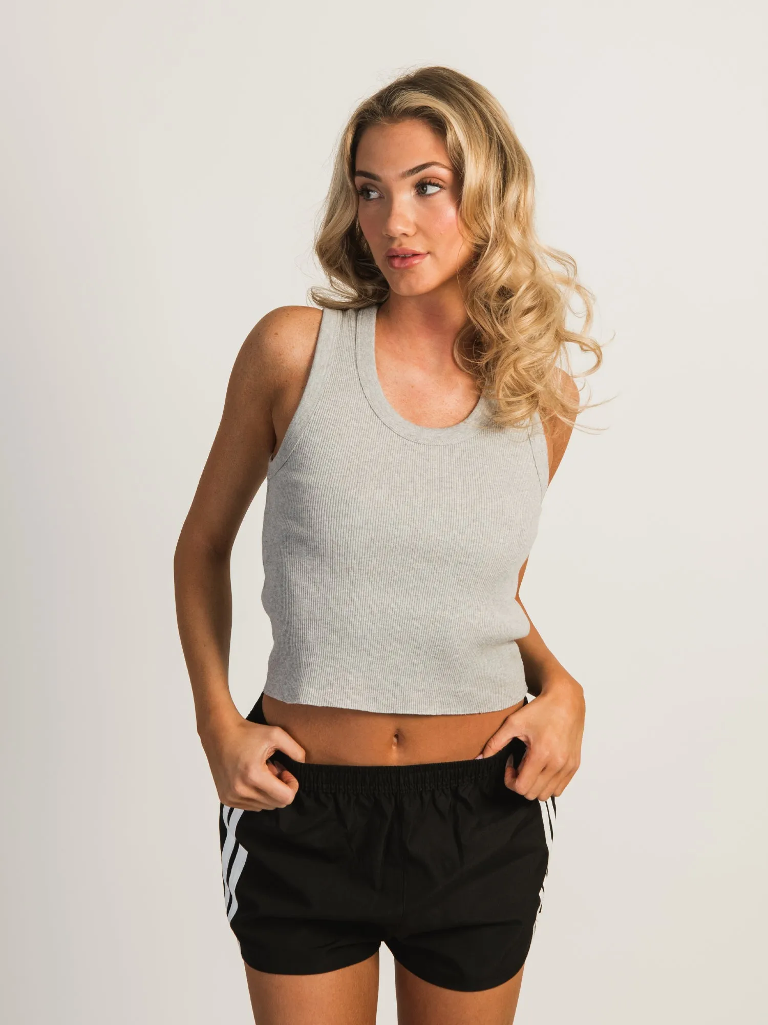 HARLOW KENDALL MELANGE TANK - HEATHER GREY sold by Harlow