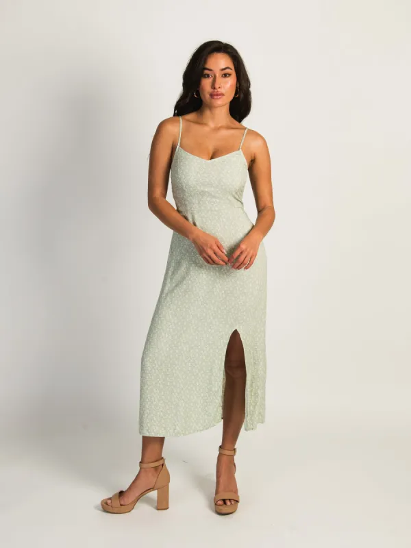 HARLOW MALIA SLIT PRINT DRESS - SAGE sold by Harlow