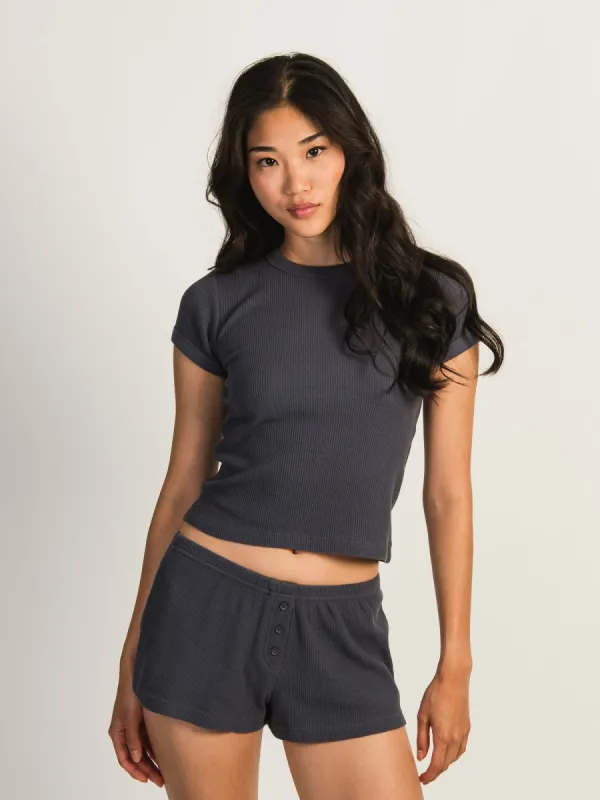 HARLOW ALLIE WAFFLE TEE - NAVY sold by Harlow