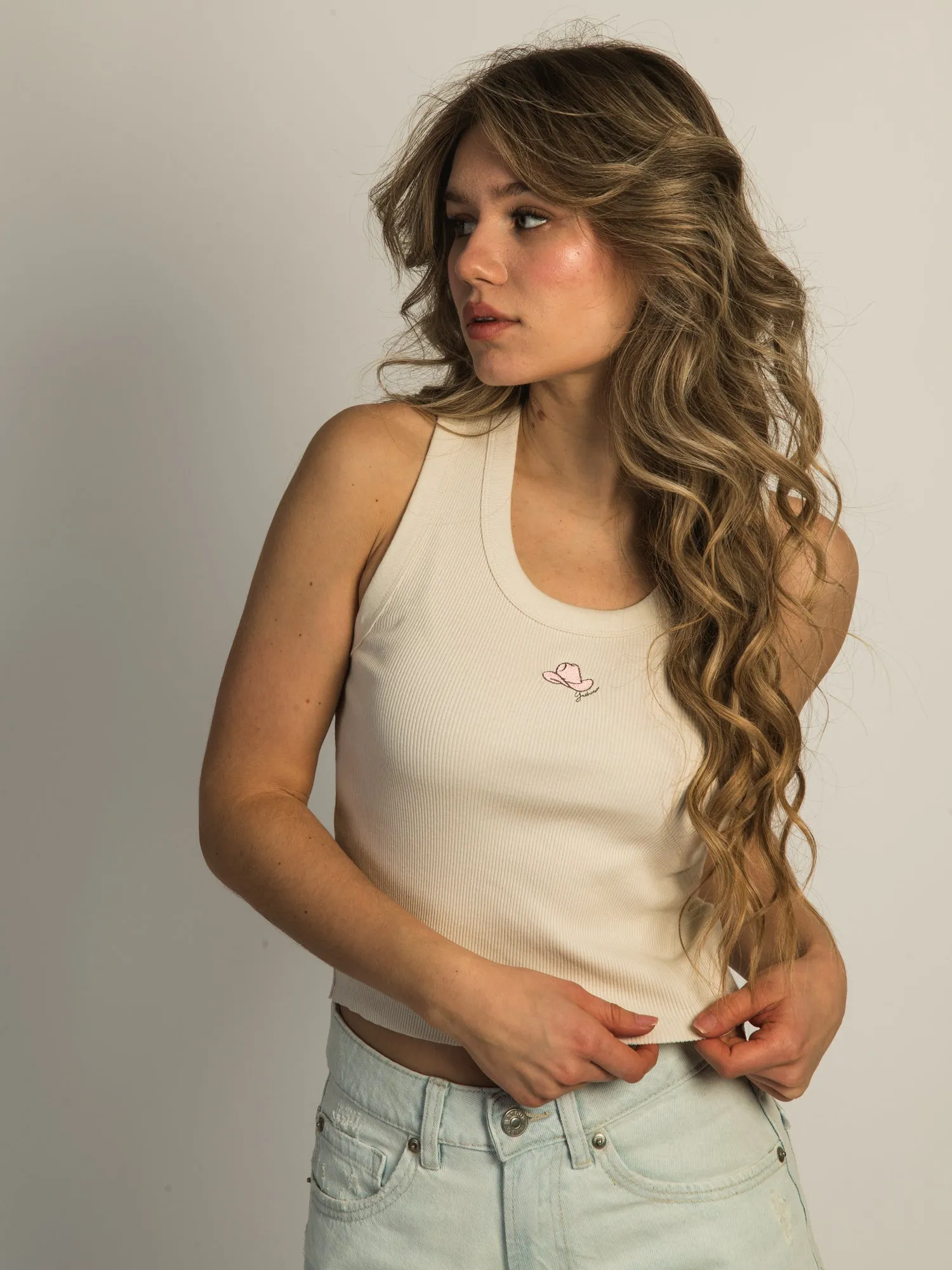 HARLOW KENDAL EMBROIDERED TANK TOP - COWBOY HAT sold by Harlow
