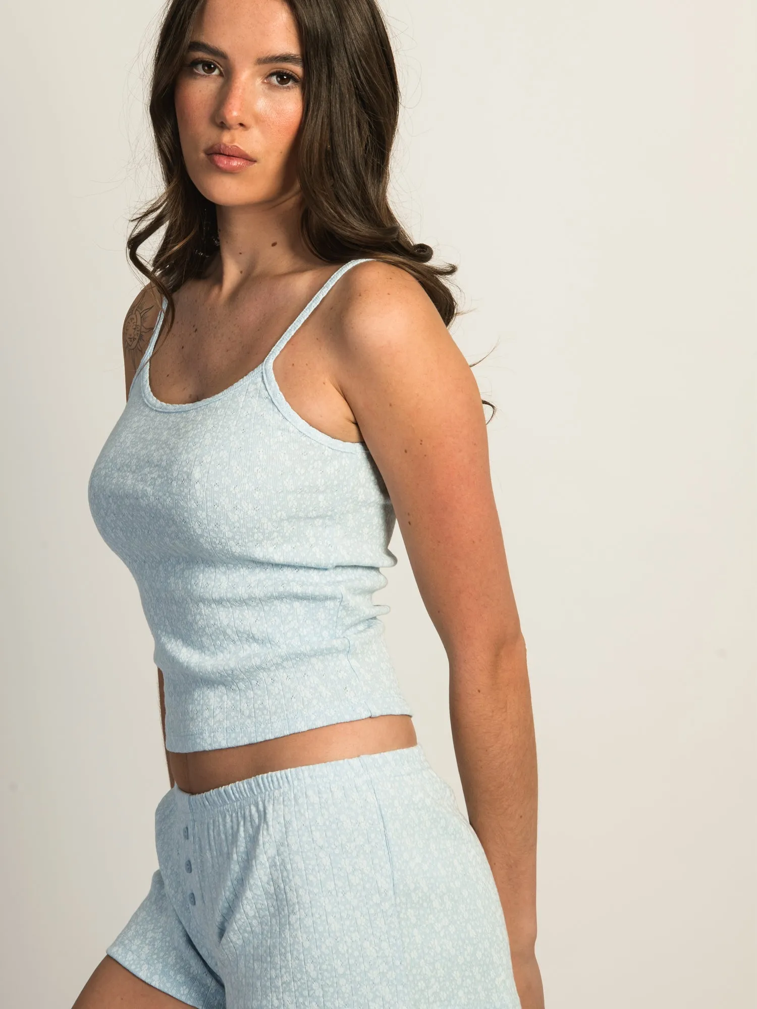 HARLOW PAYTON POINTELLE PRINT TANK TOP - BLUE sold by Harlow product image thumbnail 4