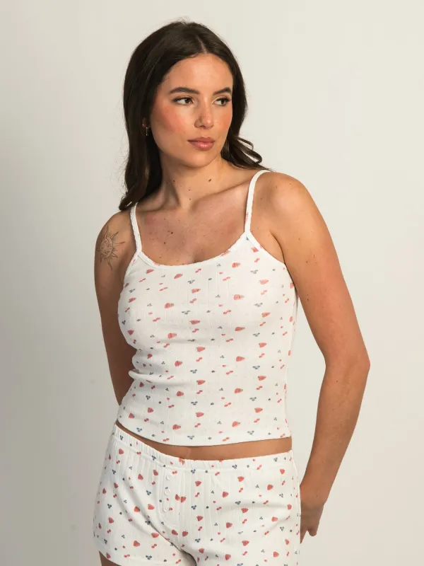 HARLOW PAYTON POINTELLE PRINT TANK TOP - WHITE sold by Harlow