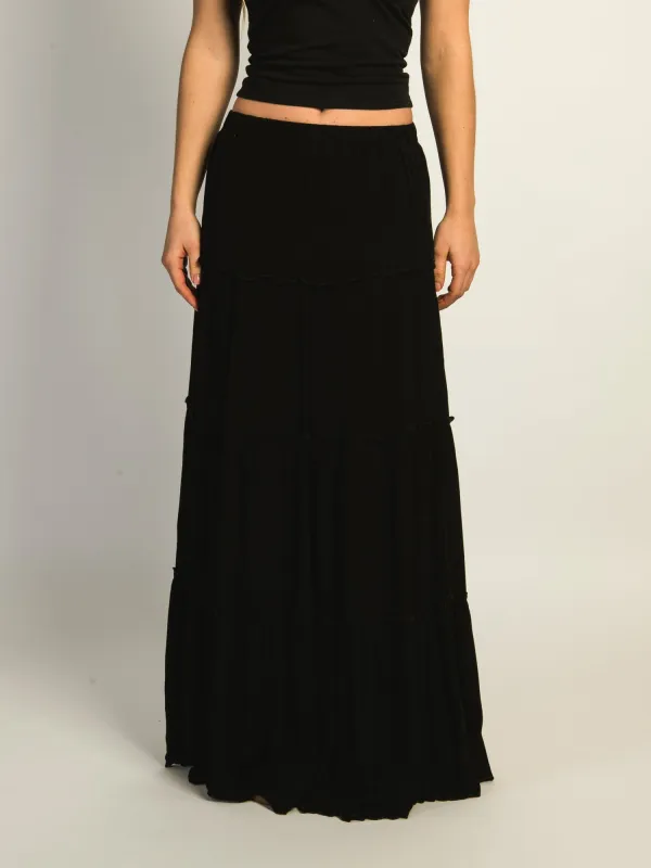 HARLOW TIERED SKIRT - BLACK sold by Harlow