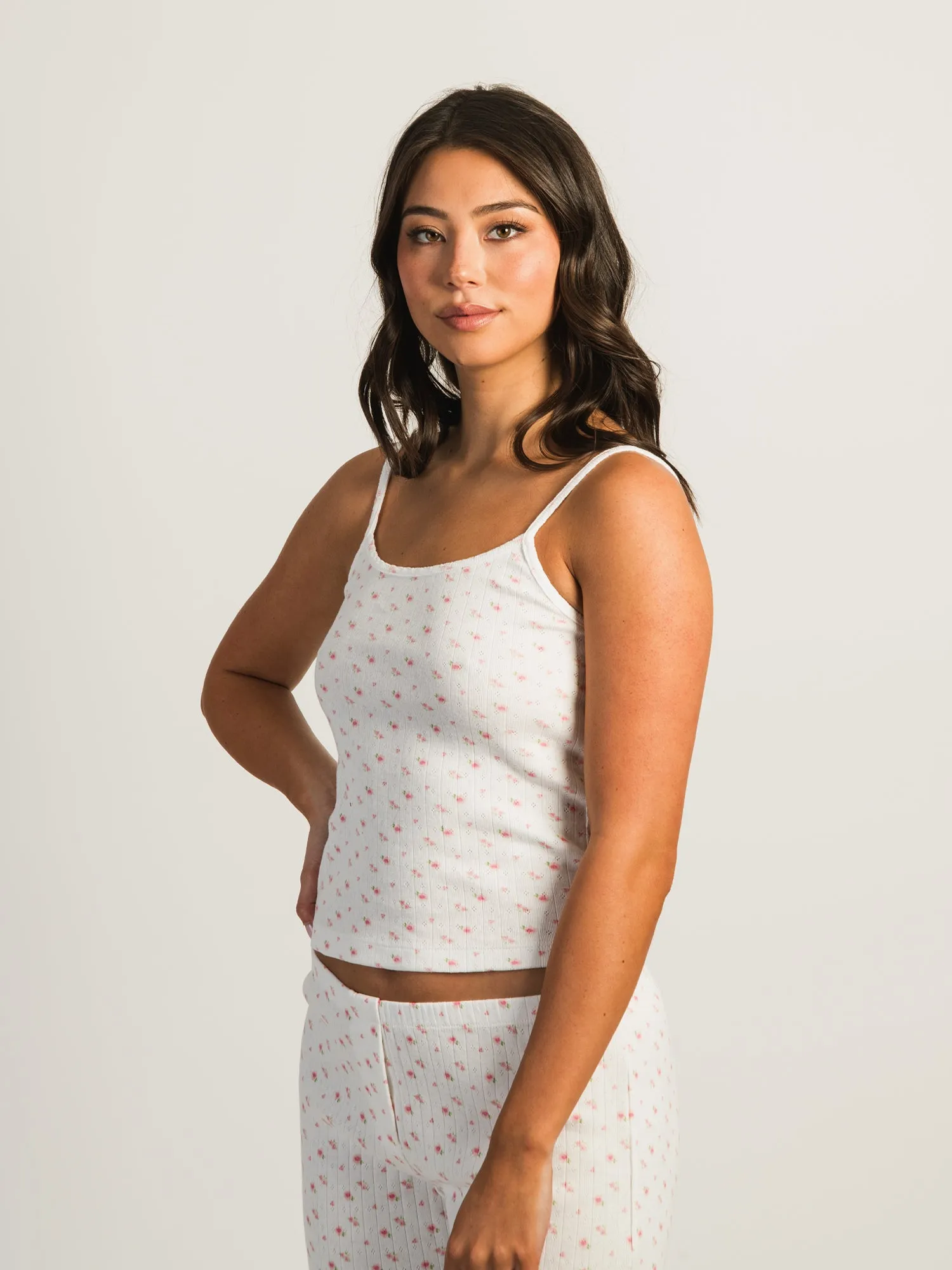 HARLOW PAYTON POINTELLE PRINT TANK - WHITE/PINK sold by Harlow product image thumbnail 3