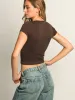 HARLOW RIBBED SEAMLESS TEE - CHOCOLATE sold by Harlow