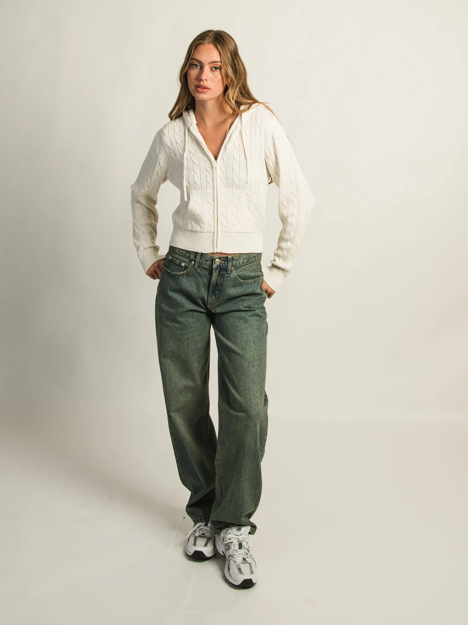 HARLOW MAUDE CABLE KNIT ZIP-UP - OFF WHITE sold by Harlow product image thumbnail 2