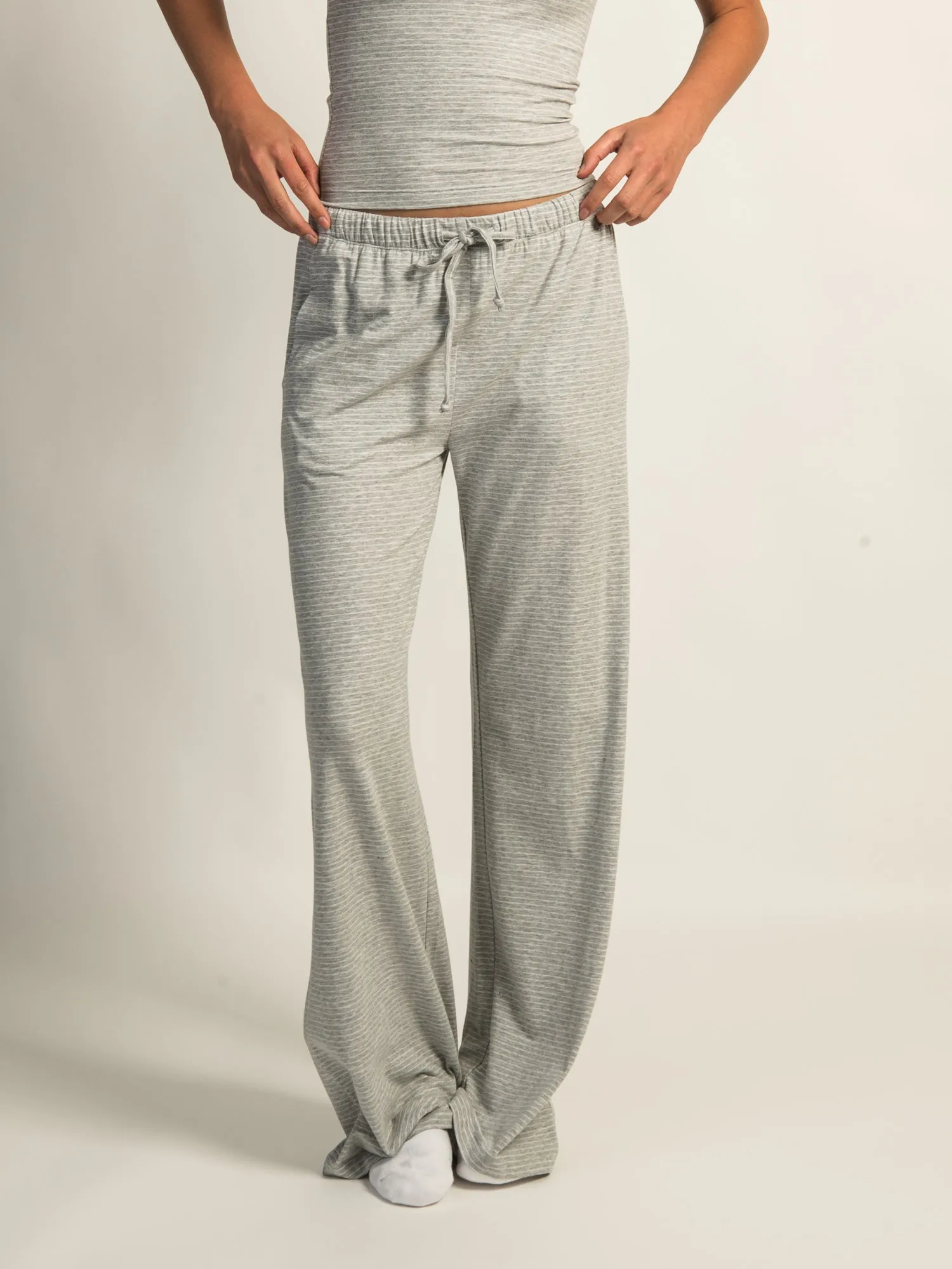HARLOW SUNNI STRIPE JERSEY PANT - HEATHER GREY sold by Harlow