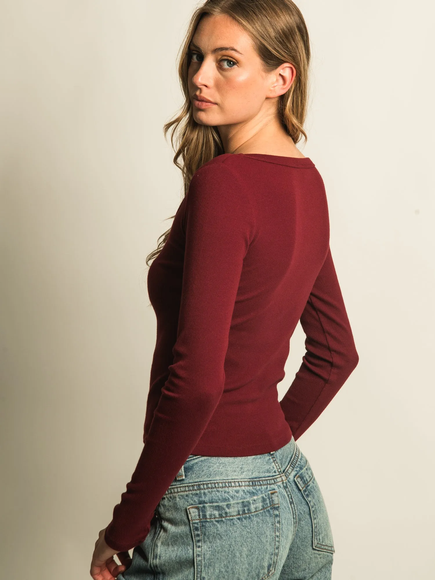 HARLOW ESSENTIAL LONG SLEEVE SCOOP NECK - BURGUNDY sold by Harlow product image thumbnail 5