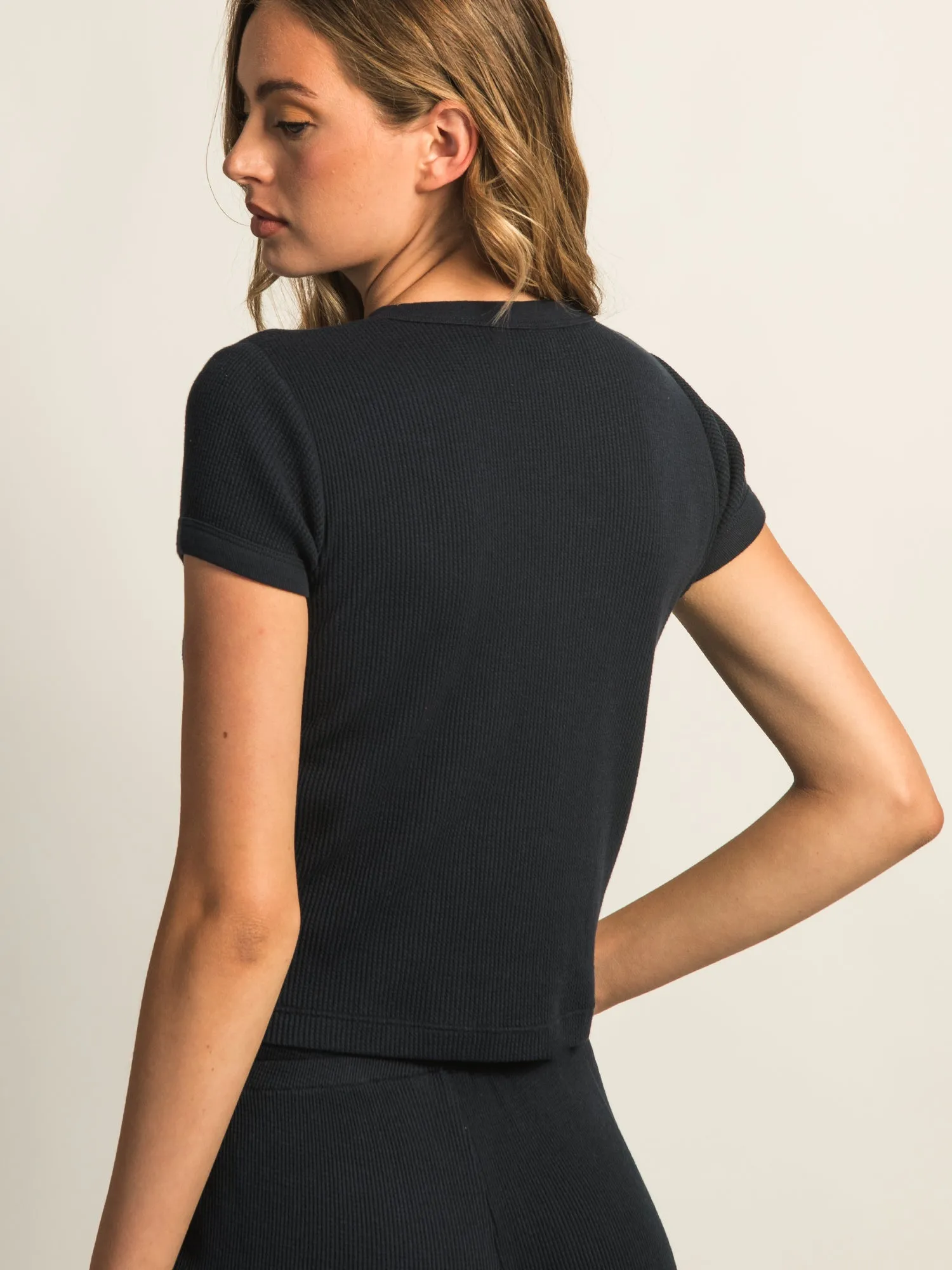 HARLOW ALLIE WAFFLE TEE - NAVY sold by Harlow product image thumbnail 5