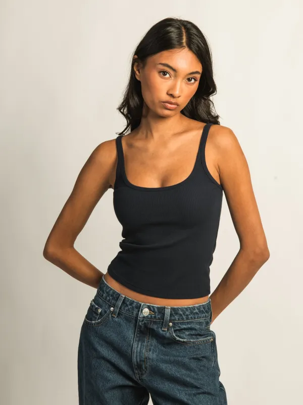 HARLOW ESSENTIAL RIBBED TANK TOP - NAVY sold by Harlow
