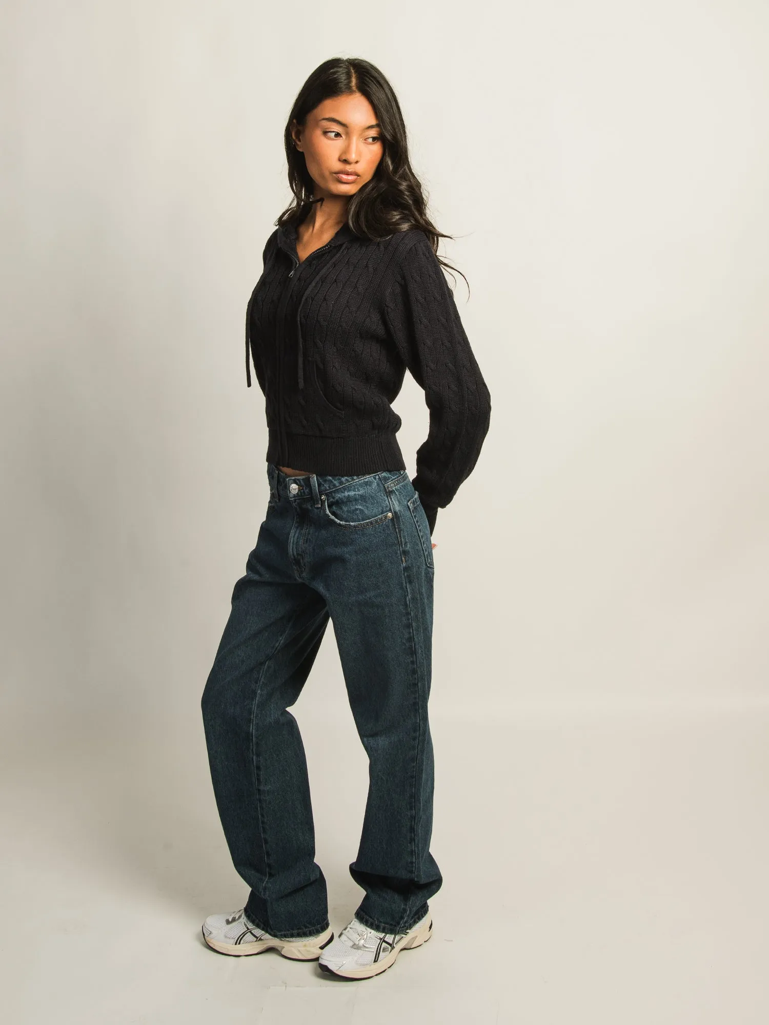 HARLOW MAUDE CABLE KNIT ZIP-UP - NAVY sold by Harlow product image thumbnail 4