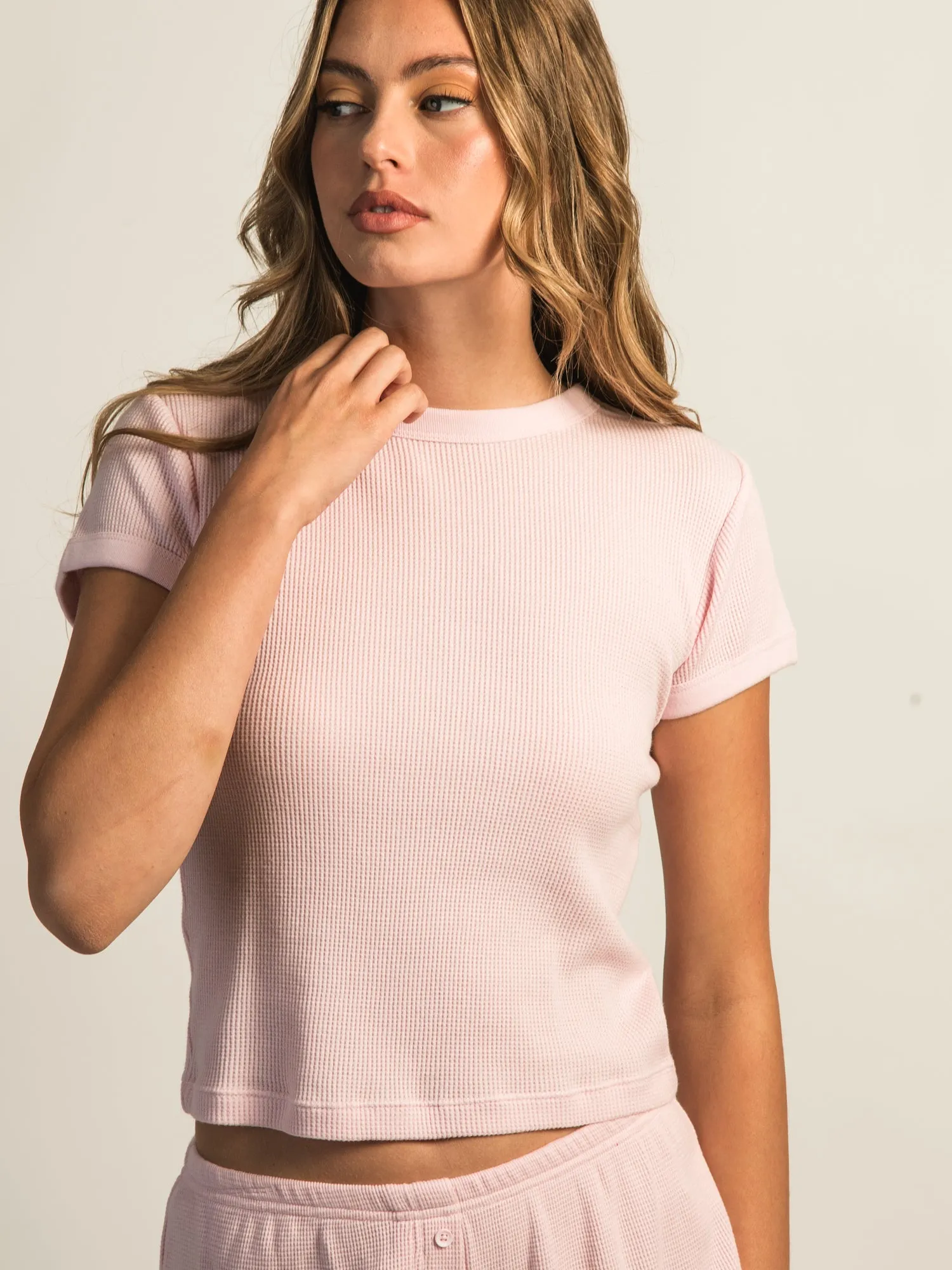 HARLOW ALLIE WAFFLE TEE - LIGHT PINK sold by Harlow product image thumbnail 4