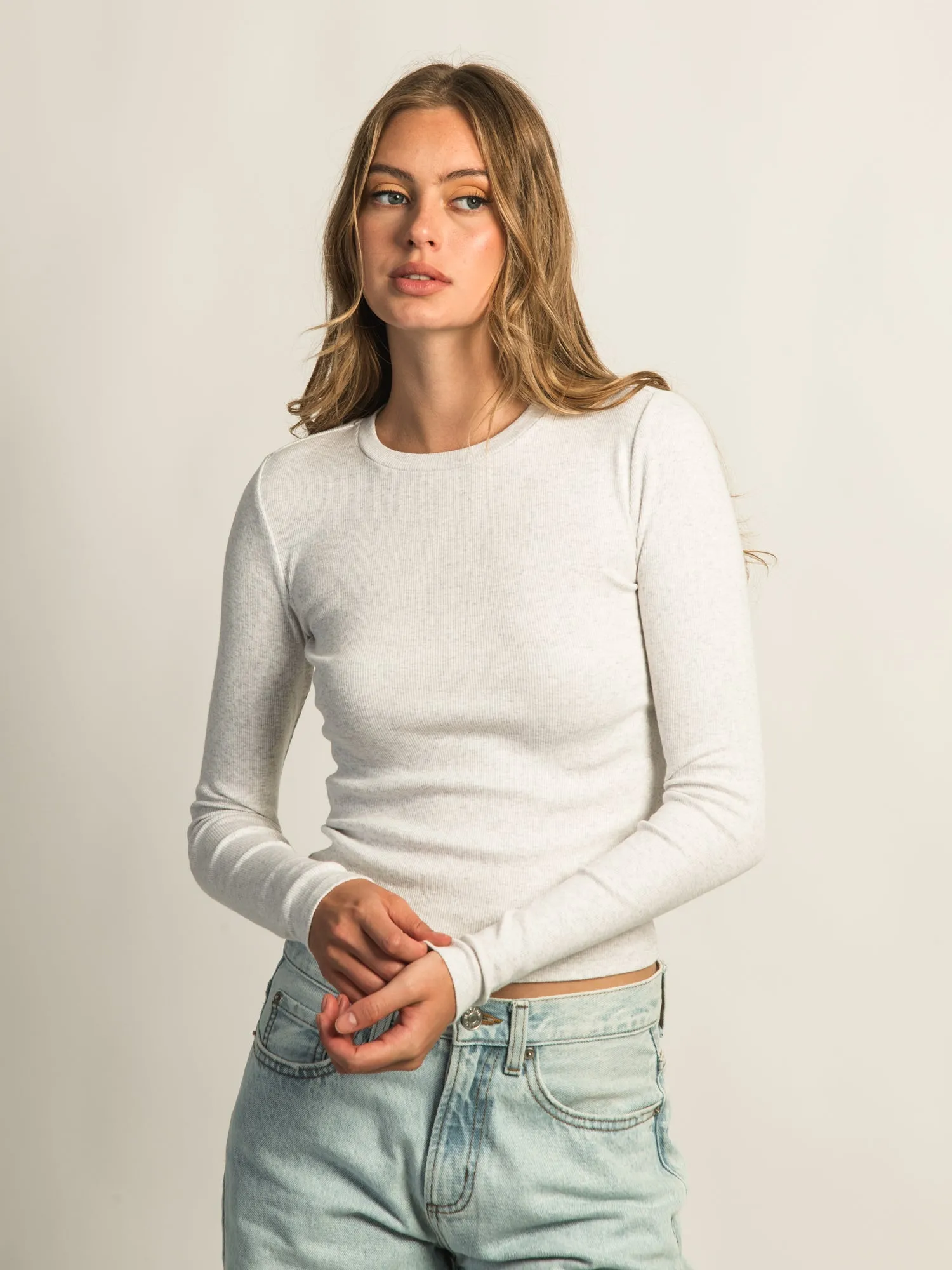HARLOW ESSENTIAL CREWNECK MELANGE LONGSLEEVE - CLOUD sold by Harlow product image thumbnail 3