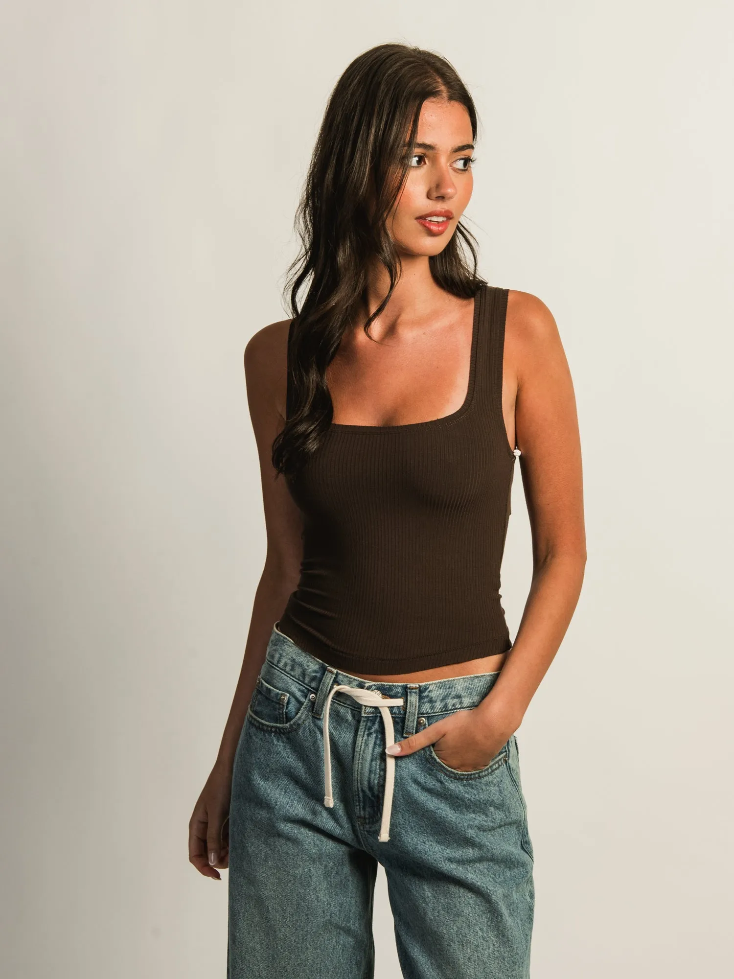 HARLOW ESSENTIAL LUXE TANK TOP - CHOCOLATE sold by Harlow