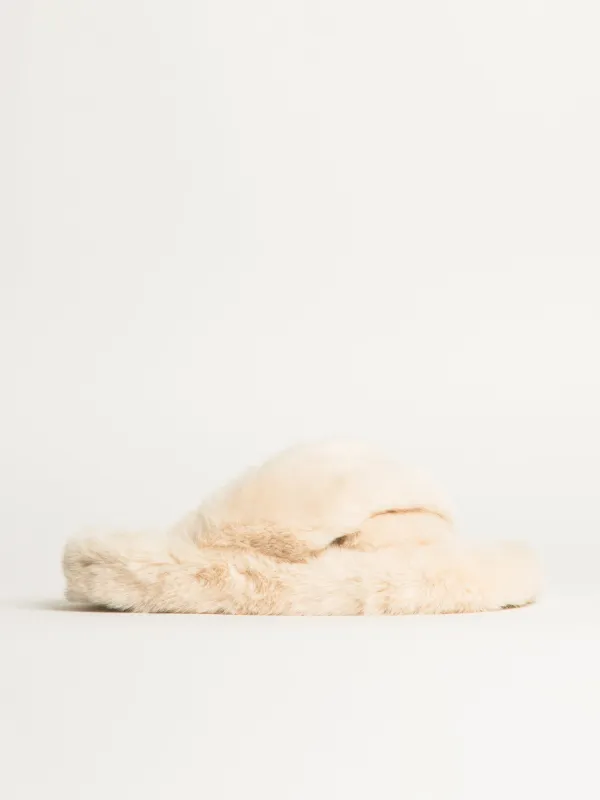 WOMENS HARLOW CROSSOVER SLIPPER - CREME sold by Harlow
