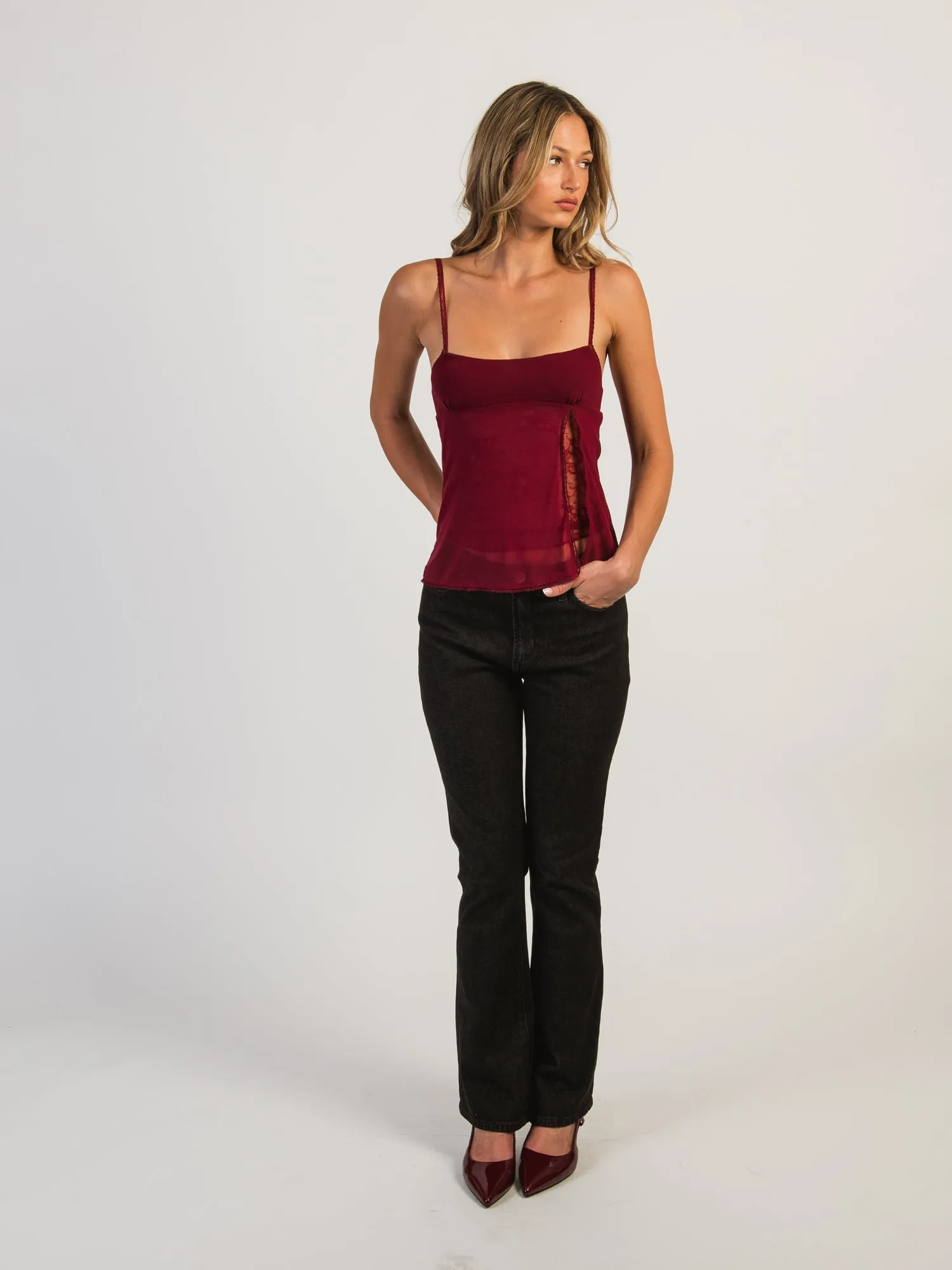 HARLOW PARTY KESTRA TANK TOP - BURGUNDY sold by Harlow product image thumbnail 2