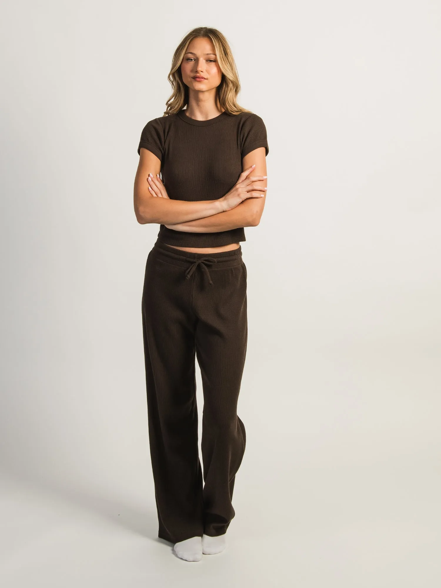 HARLOW ALLIE WAFFLE TEE - CHOCOLATE sold by Harlow product image thumbnail 2