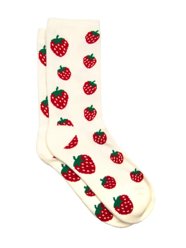 STRAWBERRY PRINT SOCKS - CREAM sold by Harlow