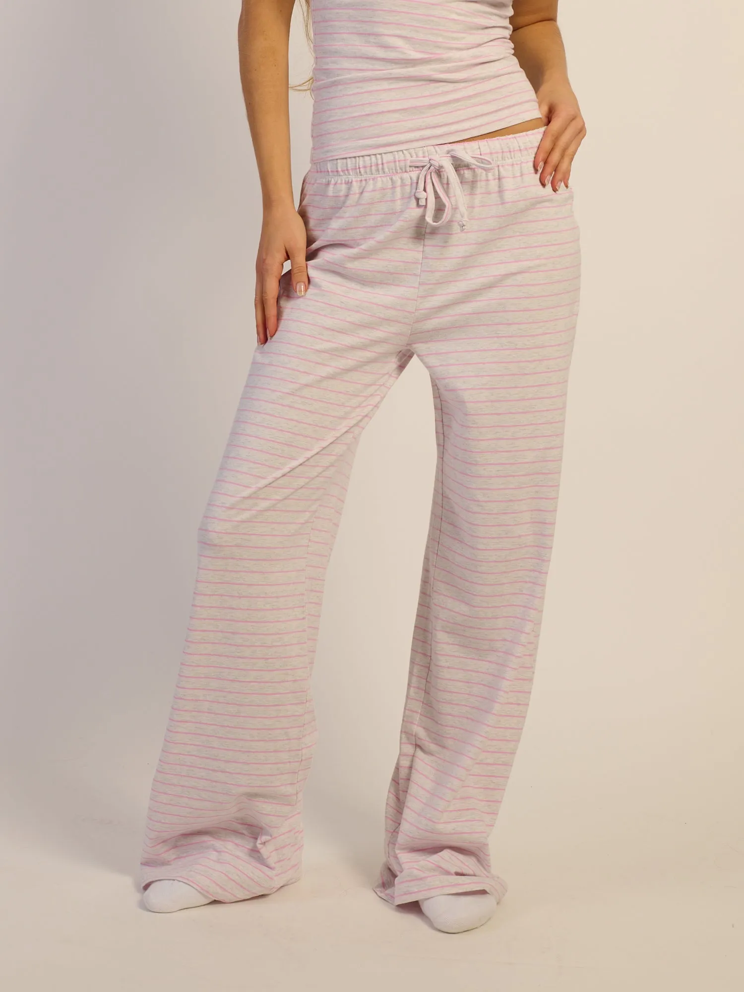 HARLOW SUNNI JERSEY PANTS - PINK STRIPE sold by Harlow
