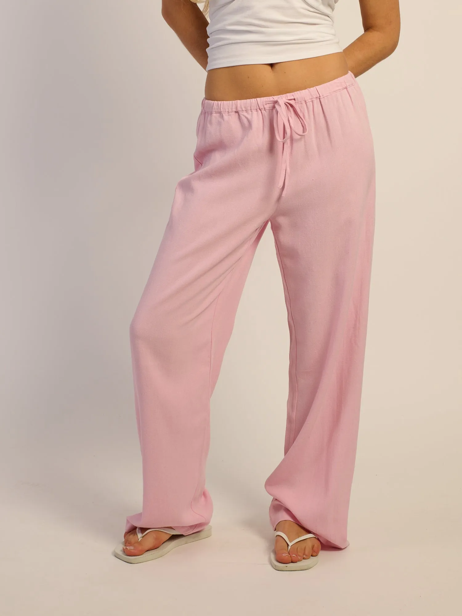 HARLOW LANA LINEN PANT - PINK sold by Harlow