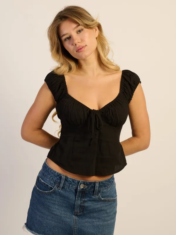 HARLOW EMERY TOP - BLACK sold by Harlow