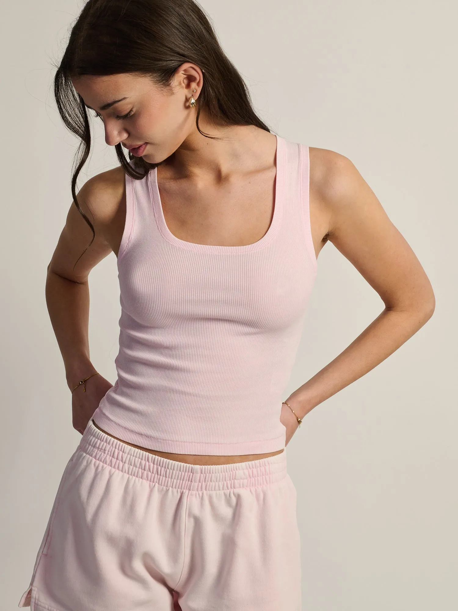 HARLOW ESSENTIAL SQUARENECK TANK - PINK sold by Harlow