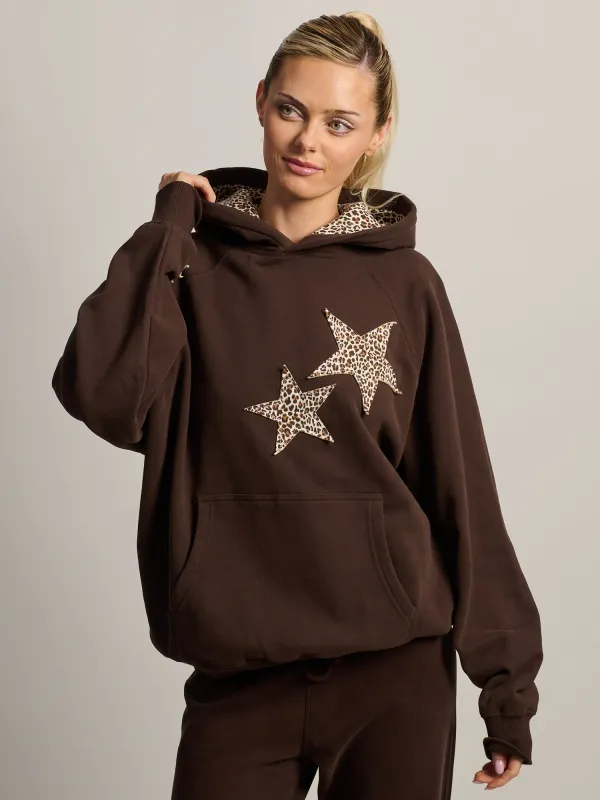 HARLOW CLOUD HOODIE - APPLIQUE - BROWN made by Harlow