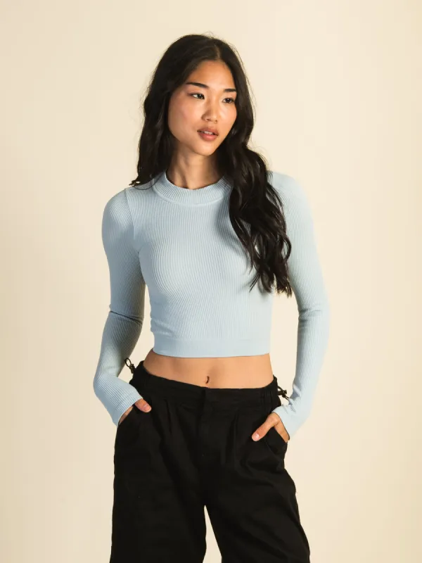 HARLOW SEAMLESS LONG SLEEVE MOCKNECK - LIGHT BLUE sold by Harlow