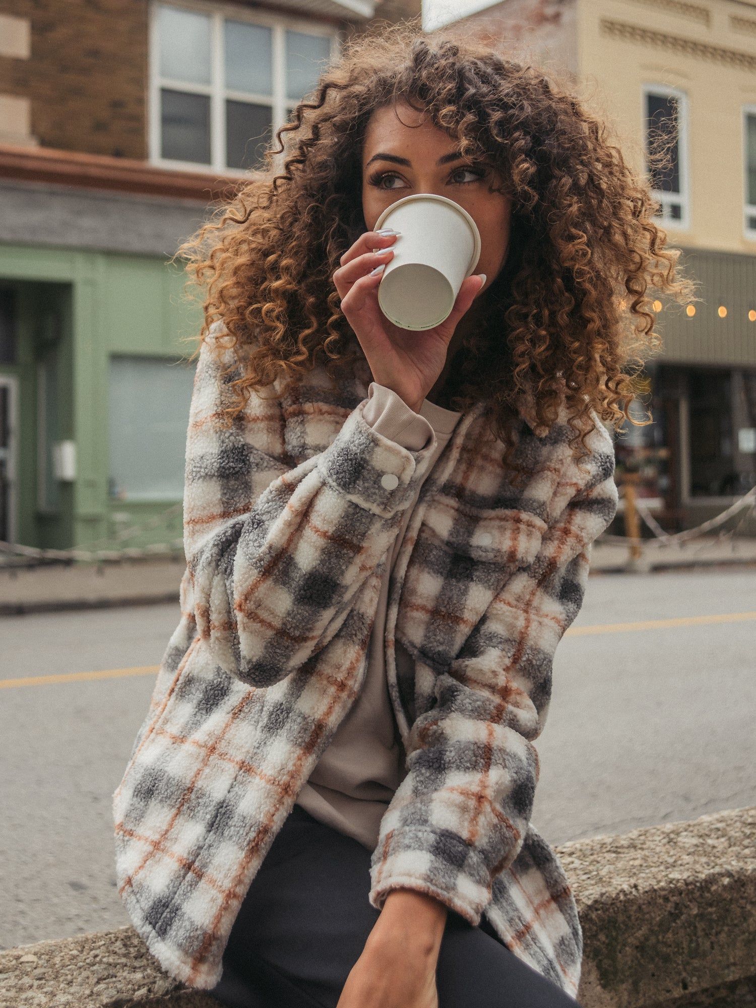 HARLOW PLAID LOOPER SHIRT JACKET sold by Harlow