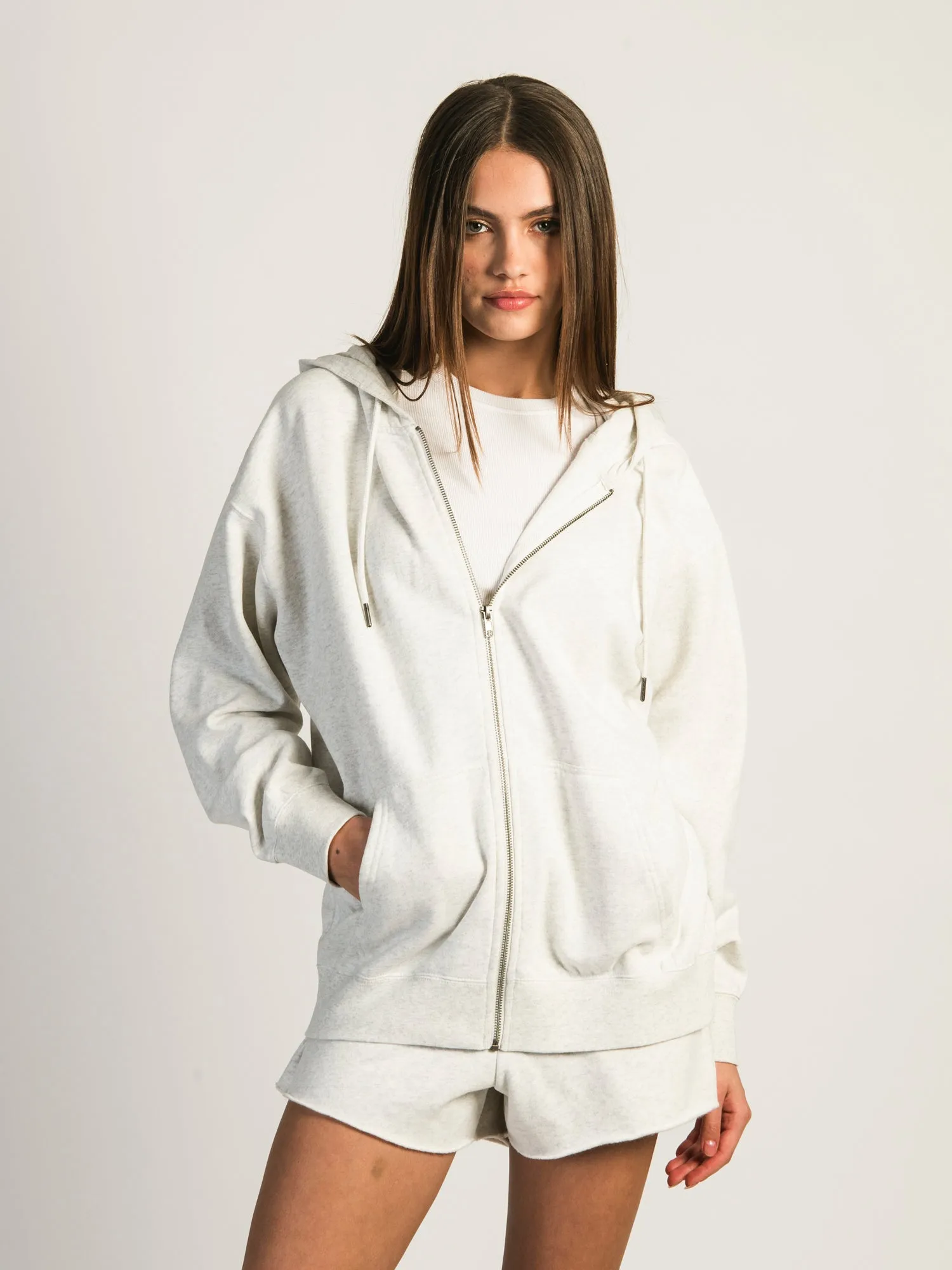 HARLOW MARIAH MELANGE ZIP HOODIE - HEATHER CLOUD WHITE sold by Harlow product image thumbnail 2