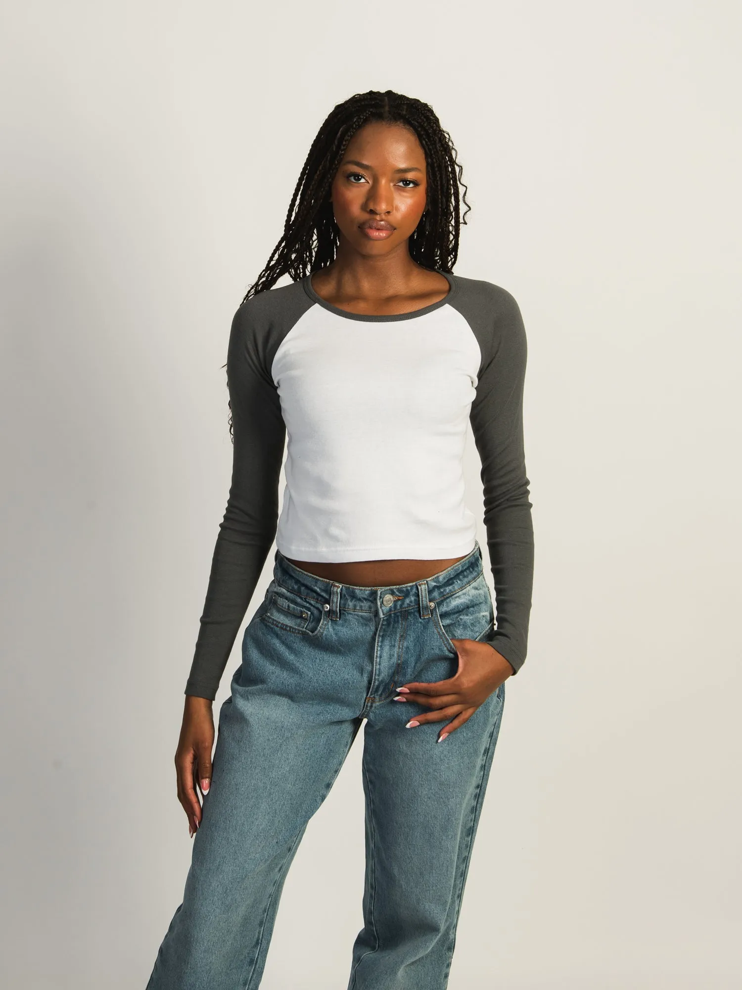 HARLOW BLAIR LONG SLEEVE RAGLAN - STONE sold by Harlow