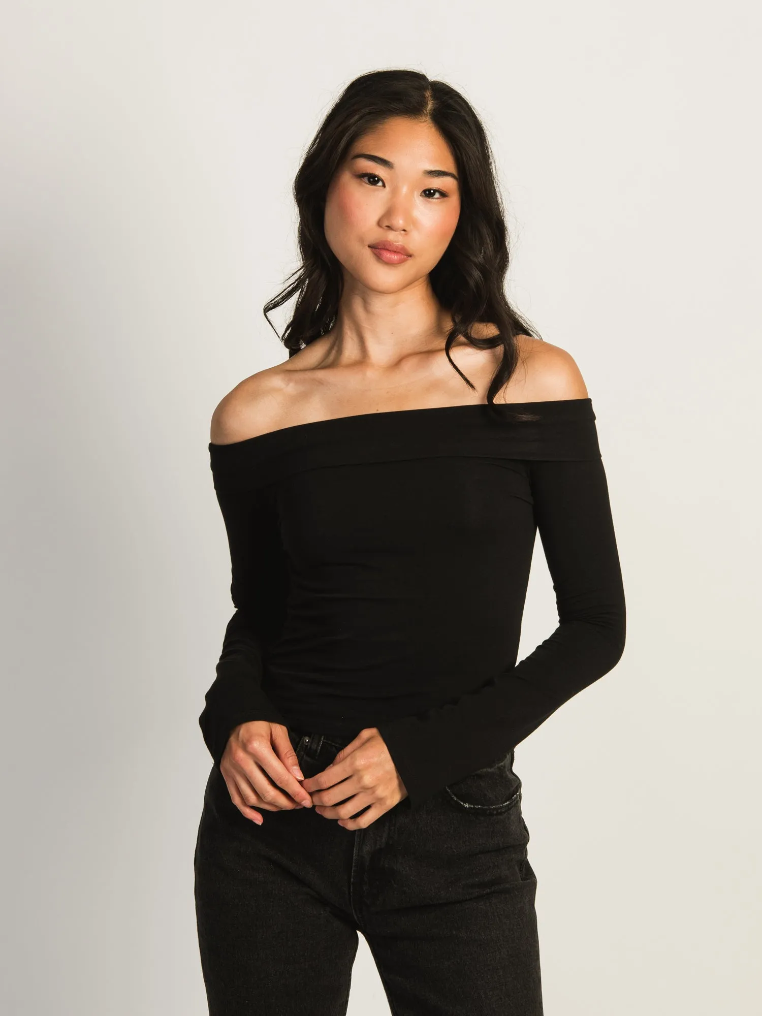 HARLOW KAITLYN OFF-THE-SHOULDER LONG SLEEVE - BLACK sold by Harlow