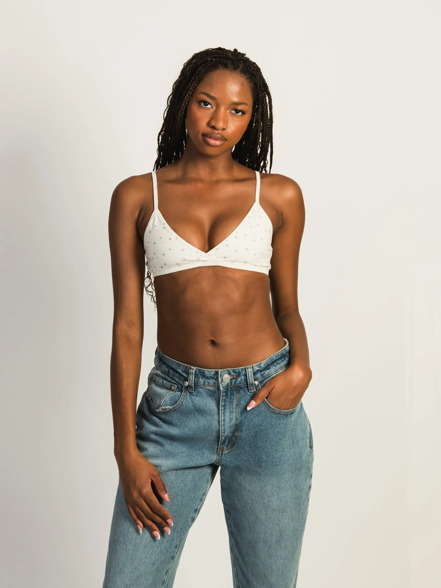 HARLOW CLASSIC DITSY TRIANGLE BRALETTE - OFF WHITE sold by Harlow