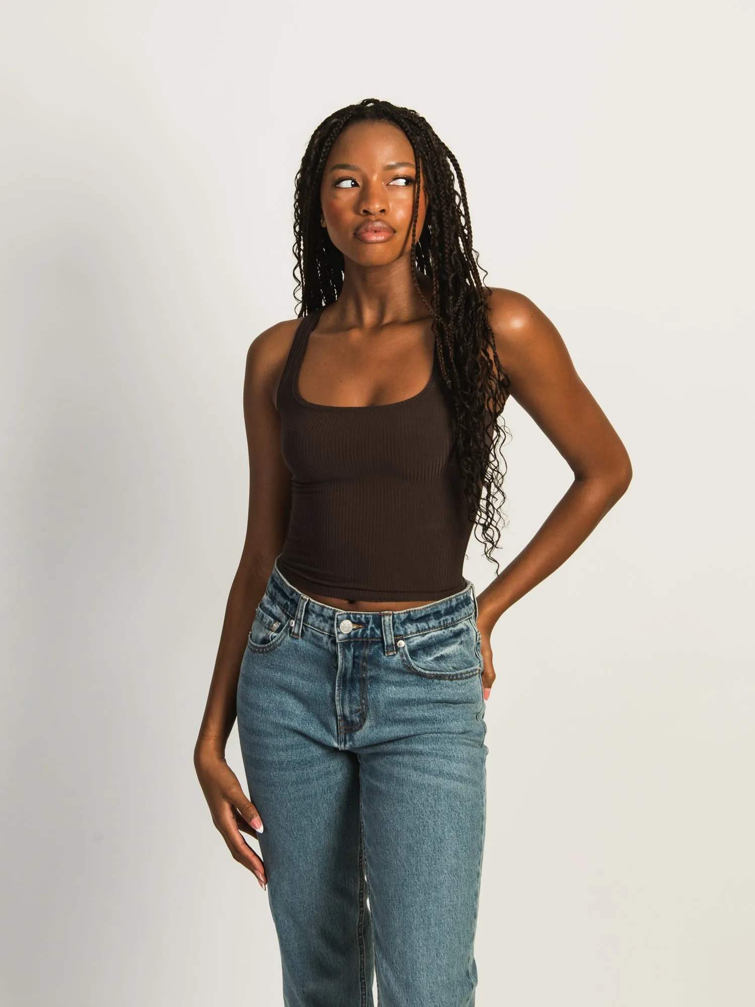 HARLOW ESSENTIAL LUXE TANK TOP - CHOCOLATE sold by Harlow