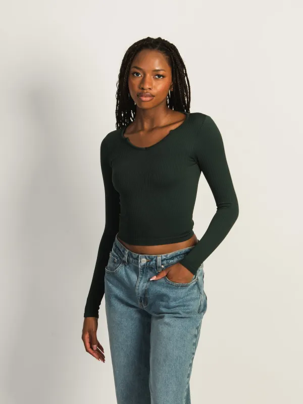 HARLOW HARPER NOTCH LONG SLEEVE - FOREST sold by Harlow