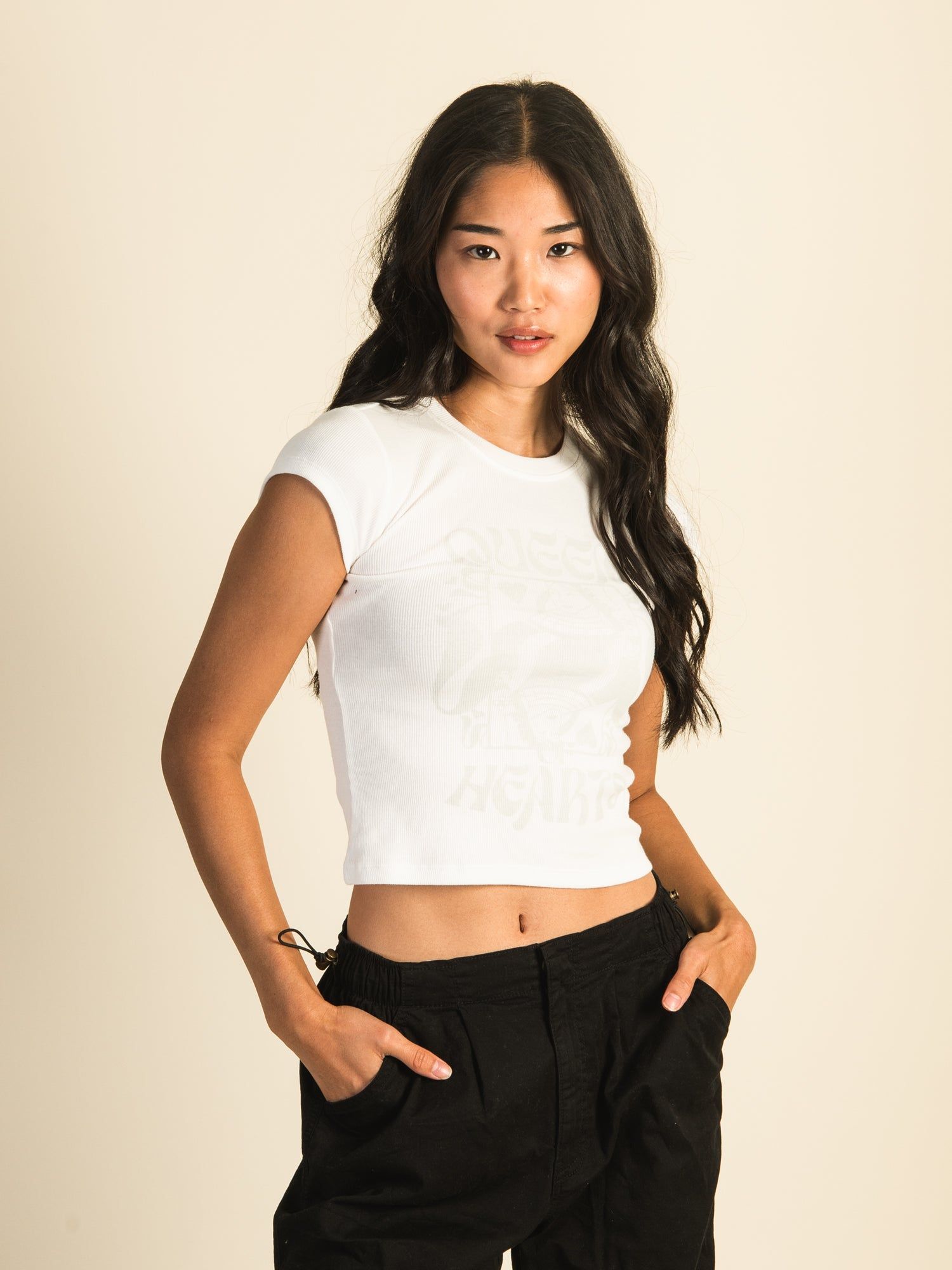 HARLOW RIBBED BABY PRINT TEE - WHITE sold by Harlow