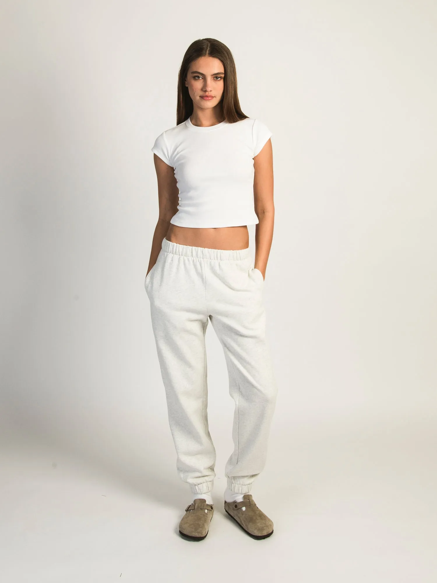 HARLOW JORDANA MELANGE SWEATPANT - HEATHER CLOUD WHITE sold by Harlow product image thumbnail 2