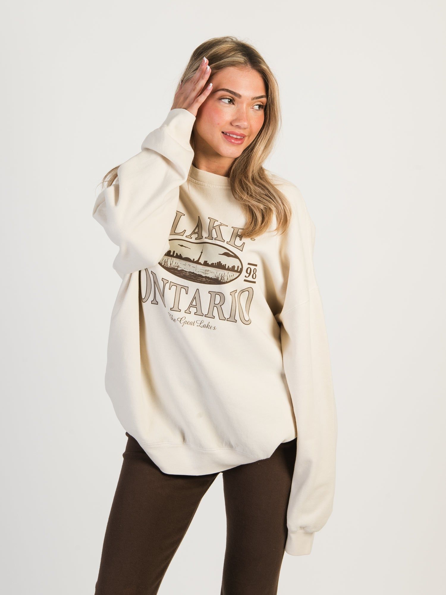 HARLOW MICHELLE PRINT FLEECE CREWNECK sold by Harlow