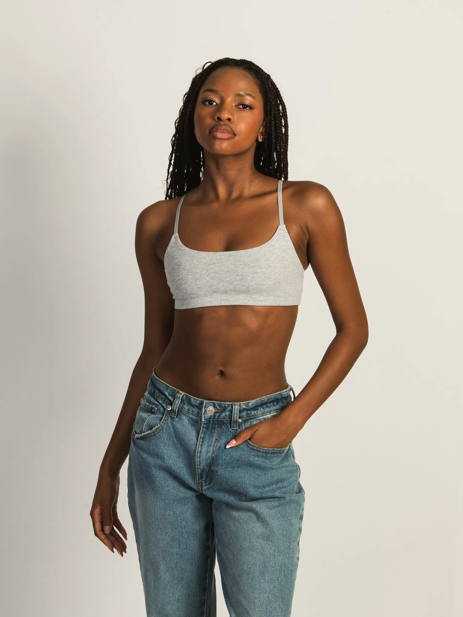HARLOW CLASSIC MELANGE SCOOP BRALETTE - HEATHER GREY sold by Harlow