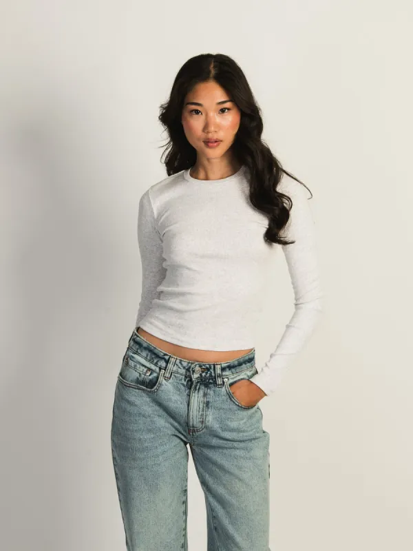 HARLOW ESSENTIAL LONG SLEEVE MELANGE CREWNECK - CLOUD sold by Harlow
