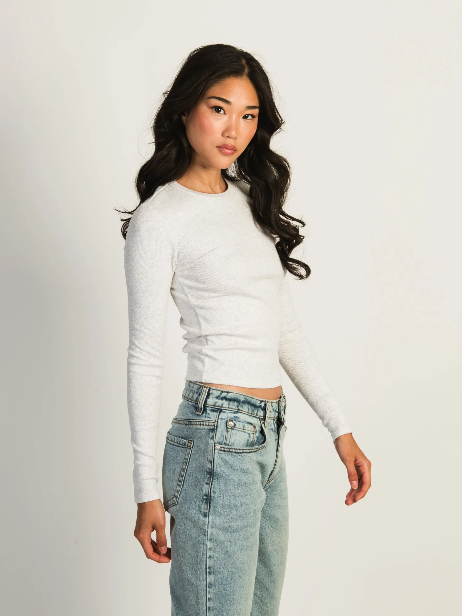 HARLOW ESSENTIAL LONG SLEEVE MELANGE CREWNECK - CLOUD sold by Harlow product image thumbnail 3