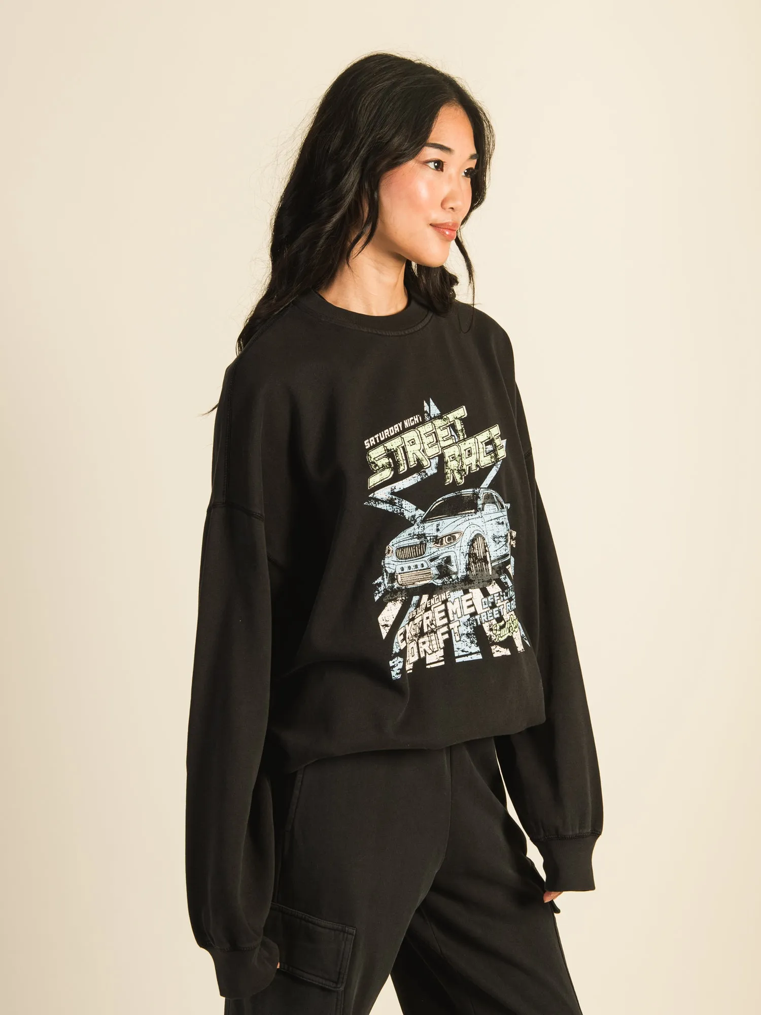 HARLOW MICHELLE PRINT CREW SWEATSHIRT - COAL sold by Harlow product image thumbnail 3